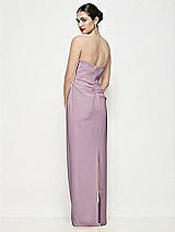Rear View Thumbnail - Suede Rose Strapless Asymmertical Drop Waist Corset Maxi Dress with Column Skirt