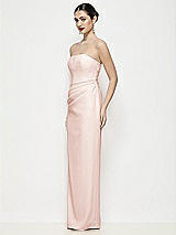 Side View Thumbnail - Blush Strapless Asymmertical Drop Waist Corset Maxi Dress with Column Skirt