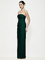 Side View Thumbnail - Evergreen Strapless Asymmertical Drop Waist Corset Maxi Dress with Column Skirt