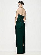 Rear View Thumbnail - Evergreen Strapless Asymmertical Drop Waist Corset Maxi Dress with Column Skirt