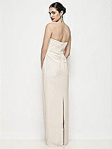 Rear View Thumbnail - Ivory Strapless Asymmertical Drop Waist Corset Maxi Dress with Column Skirt