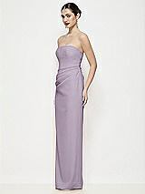 Side View Thumbnail - Lilac Haze Strapless Asymmertical Drop Waist Corset Maxi Dress with Column Skirt