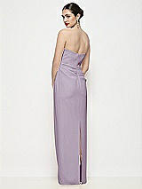 Rear View Thumbnail - Lilac Haze Strapless Asymmertical Drop Waist Corset Maxi Dress with Column Skirt
