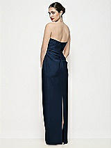 Rear View Thumbnail - Midnight Navy Strapless Asymmertical Drop Waist Corset Maxi Dress with Column Skirt