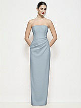 Front View Thumbnail - Mist Strapless Asymmertical Drop Waist Corset Maxi Dress with Column Skirt