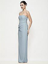 Side View Thumbnail - Mist Strapless Asymmertical Drop Waist Corset Maxi Dress with Column Skirt