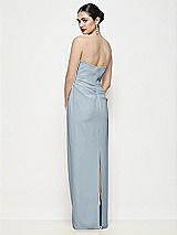 Rear View Thumbnail - Mist Strapless Asymmertical Drop Waist Corset Maxi Dress with Column Skirt