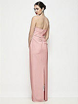 Rear View Thumbnail - Rose Strapless Asymmertical Drop Waist Corset Maxi Dress with Column Skirt