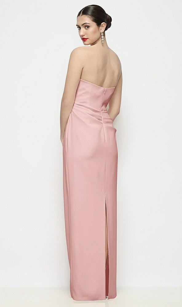 Back View - Rose Strapless Asymmertical Drop Waist Corset Maxi Dress with Column Skirt