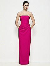 Front View Thumbnail - Think Pink Strapless Asymmertical Drop Waist Corset Maxi Dress with Column Skirt