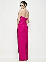 Rear View Thumbnail - Think Pink Strapless Asymmertical Drop Waist Corset Maxi Dress with Column Skirt