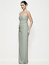 Side View Thumbnail - Willow Green Strapless Asymmertical Drop Waist Corset Maxi Dress with Column Skirt