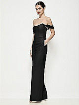Side View Thumbnail - Black Off-the-Shoulder Basque Neck Crepe Wide Leg Formal Jumpsuit