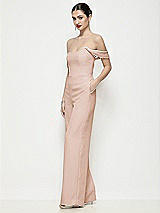 Side View Thumbnail - Cameo Off-the-Shoulder Basque Neck Crepe Wide Leg Formal Jumpsuit
