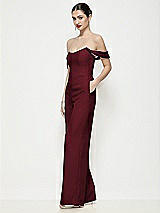 Side View Thumbnail - Cabernet Off-the-Shoulder Basque Neck Crepe Wide Leg Formal Jumpsuit
