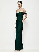 Side View Thumbnail - Evergreen Off-the-Shoulder Basque Neck Crepe Wide Leg Formal Jumpsuit