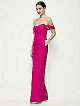 Side View Thumbnail - Think Pink Off-the-Shoulder Basque Neck Crepe Wide Leg Formal Jumpsuit