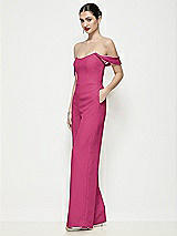 Side View Thumbnail - Tea Rose Off-the-Shoulder Basque Neck Crepe Wide Leg Formal Jumpsuit