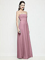 Side View Thumbnail - Dusty Pink Strapless Chiffon Maxi Dress with Soft Circle Skirt