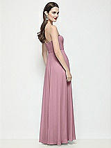 Rear View Thumbnail - Dusty Pink Strapless Chiffon Maxi Dress with Soft Circle Skirt