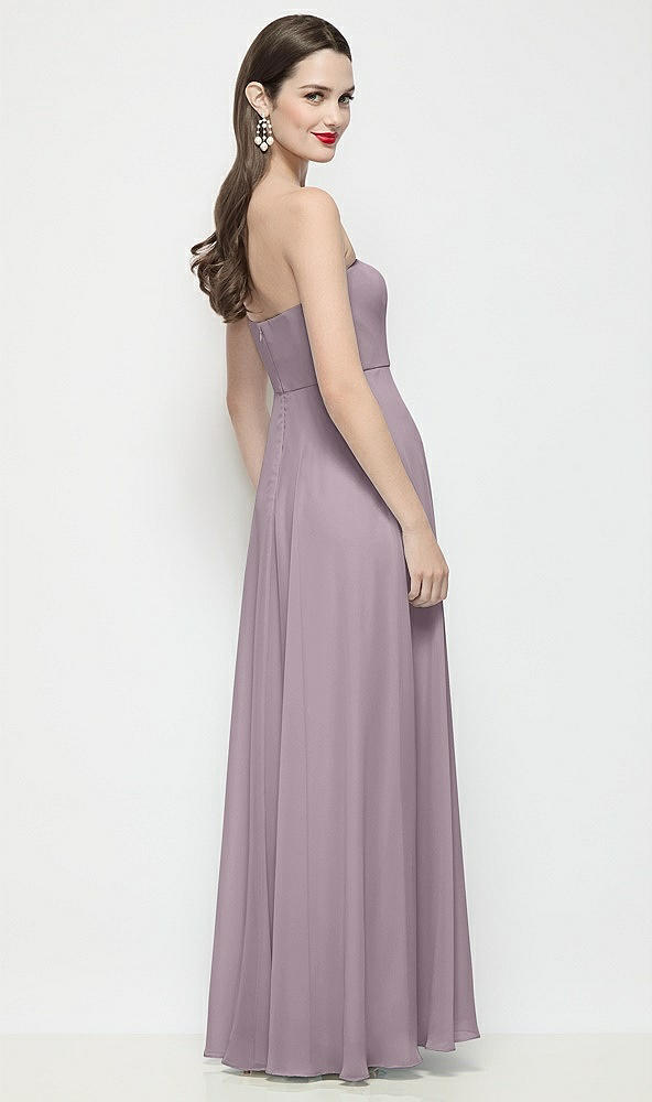 Back View - Lilac Dusk Strapless Chiffon Maxi Dress with Soft Circle Skirt