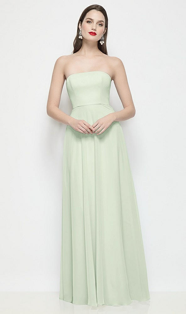 Front View - Mint Green Strapless Chiffon Maxi Dress with Soft Circle Skirt