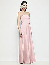 Side View Thumbnail - Ballet Pink Strapless Chiffon Maxi Dress with Soft Circle Skirt