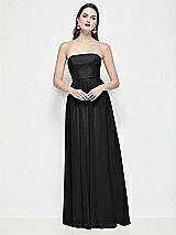 Front View Thumbnail - Black Strapless Chiffon Maxi Dress with Soft Circle Skirt