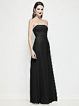 Side View Thumbnail - Black Strapless Chiffon Maxi Dress with Soft Circle Skirt