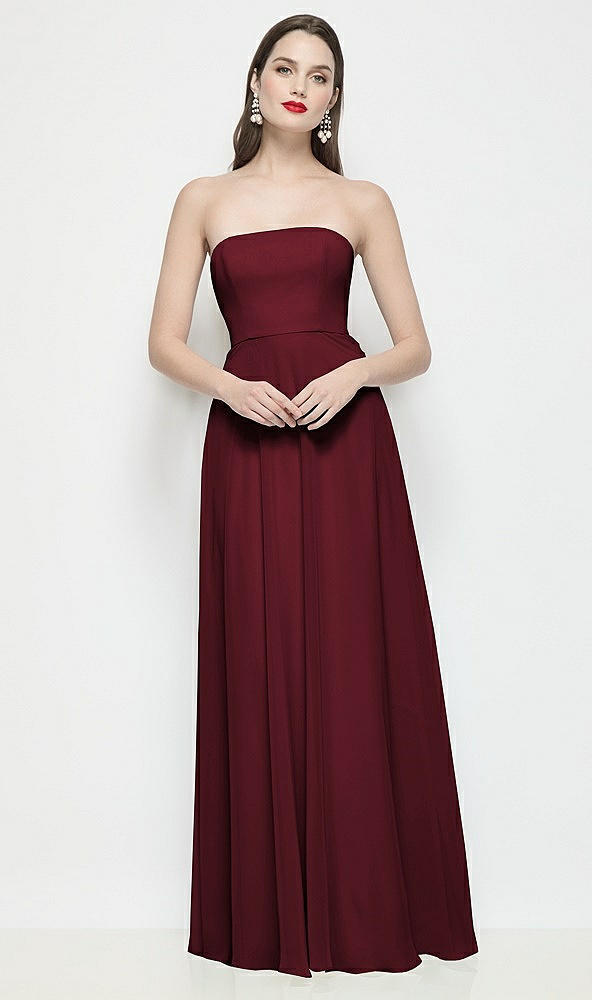 Front View - Cabernet Strapless Chiffon Maxi Dress with Soft Circle Skirt