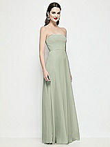 Side View Thumbnail - Celadon Strapless Chiffon Maxi Dress with Soft Circle Skirt
