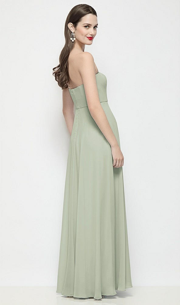 Back View - Celadon Strapless Chiffon Maxi Dress with Soft Circle Skirt