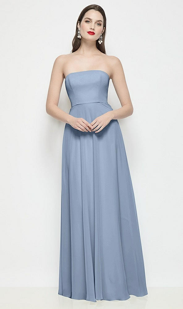 Front View - Cloudy Strapless Chiffon Maxi Dress with Soft Circle Skirt