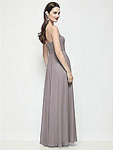 Rear View Thumbnail - Cashmere Gray Strapless Chiffon Maxi Dress with Soft Circle Skirt