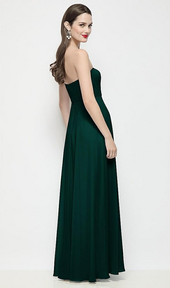 Back View - Evergreen Strapless Chiffon Maxi Dress with Soft Circle Skirt