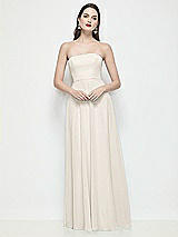 Front View Thumbnail - Ivory Strapless Chiffon Maxi Dress with Soft Circle Skirt