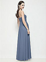 Rear View Thumbnail - Larkspur Blue Strapless Chiffon Maxi Dress with Soft Circle Skirt