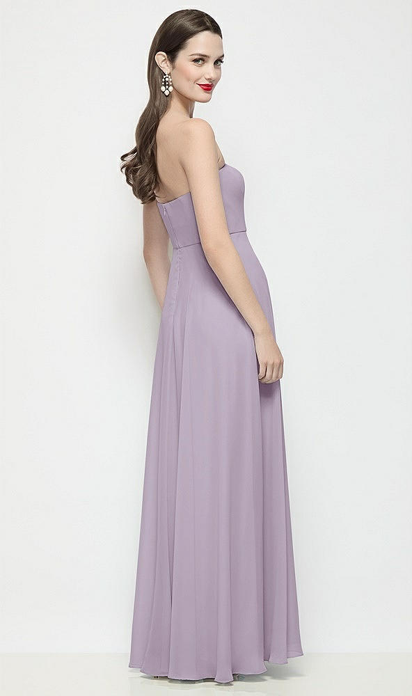 Back View - Lilac Haze Strapless Chiffon Maxi Dress with Soft Circle Skirt