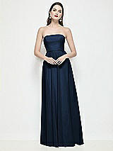 Front View Thumbnail - Midnight Navy Strapless Chiffon Maxi Dress with Soft Circle Skirt