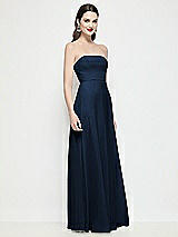 Side View Thumbnail - Midnight Navy Strapless Chiffon Maxi Dress with Soft Circle Skirt