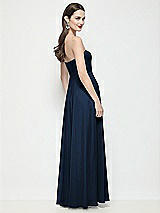 Rear View Thumbnail - Midnight Navy Strapless Chiffon Maxi Dress with Soft Circle Skirt