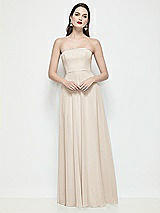 Front View Thumbnail - Oat Strapless Chiffon Maxi Dress with Soft Circle Skirt