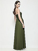 Rear View Thumbnail - Olive Green Strapless Chiffon Maxi Dress with Soft Circle Skirt