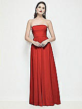 Front View Thumbnail - Poppy Red Strapless Chiffon Maxi Dress with Soft Circle Skirt