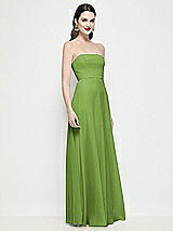 Side View Thumbnail - Peridot Green Strapless Chiffon Maxi Dress with Soft Circle Skirt