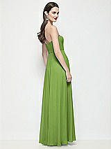 Rear View Thumbnail - Peridot Green Strapless Chiffon Maxi Dress with Soft Circle Skirt