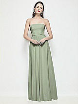 Front View Thumbnail - Sage Strapless Chiffon Maxi Dress with Soft Circle Skirt
