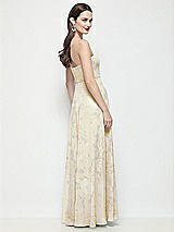 Rear View Thumbnail - Butter Yellow Floral Strapless Chiffon Floral Maxi Dress with Soft Circle Skirt