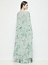 Rear View Thumbnail - Mint Green Floral High-Low Sheer Floral Chiffon Cape