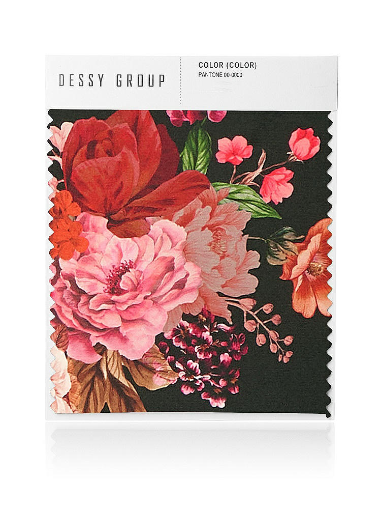 Front View - Wine Black Multi Fleur de Ville Satin Twill Swatches